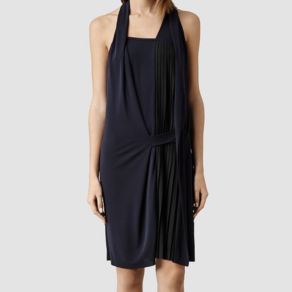 AllSaints Olwen Dress in Deep dark Blue Sz 4